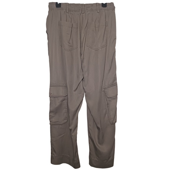 NWT Quince Vintage Wash Tencel Drawstring Cargo Pants Olive Green M Ankle Crop - Picture 7 of 12